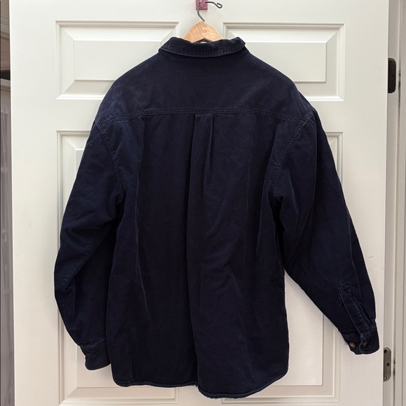 Vintage Levi's Navy Corduroy Shirt Jacket Blue Plaid Fleece Flannel Lining L - Picture 3 of 7